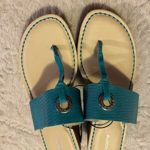 Teal Sandals with Silver Accents